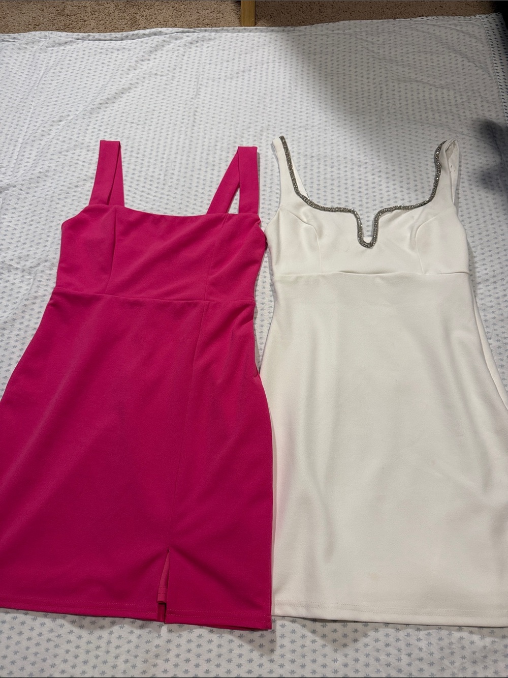 Lulu's Hot Pink and White Embellished Mini Dress Duo